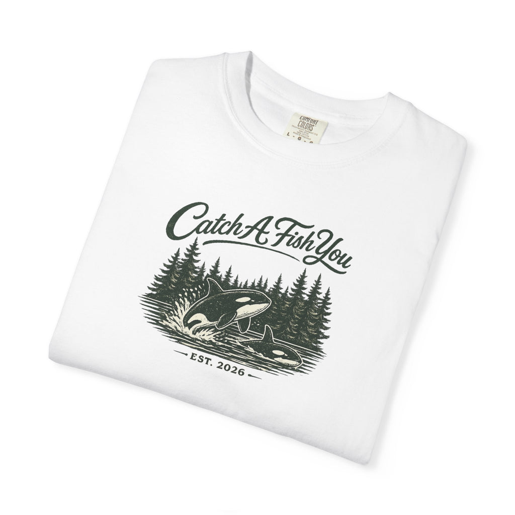 Catch A Fish You T-Shirt — Vintage Fishing Tee with Lake & Pines
