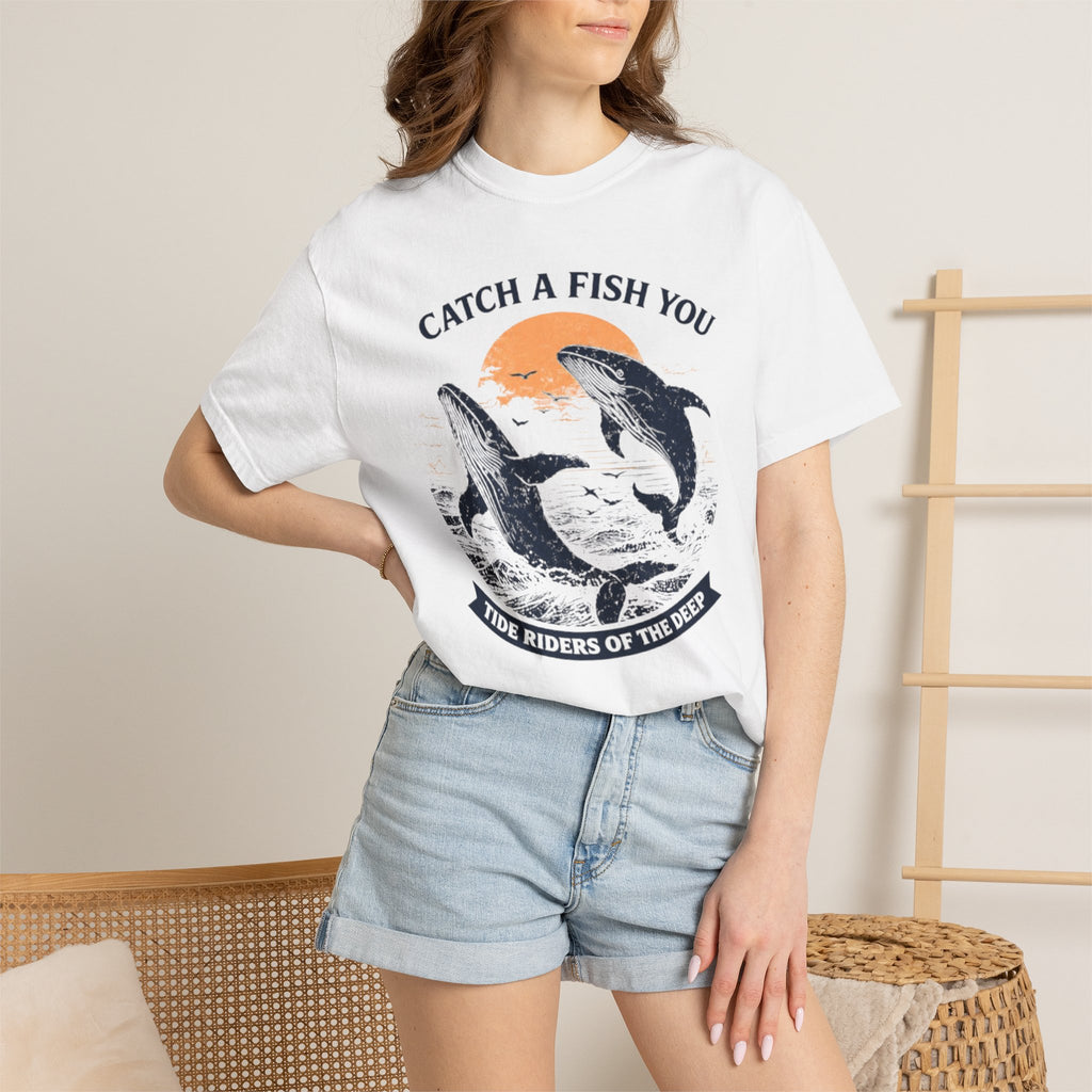 Fishing Graphic T-Shirt — "Catch a Fish You" Dolphin & Whale Ocean Tee