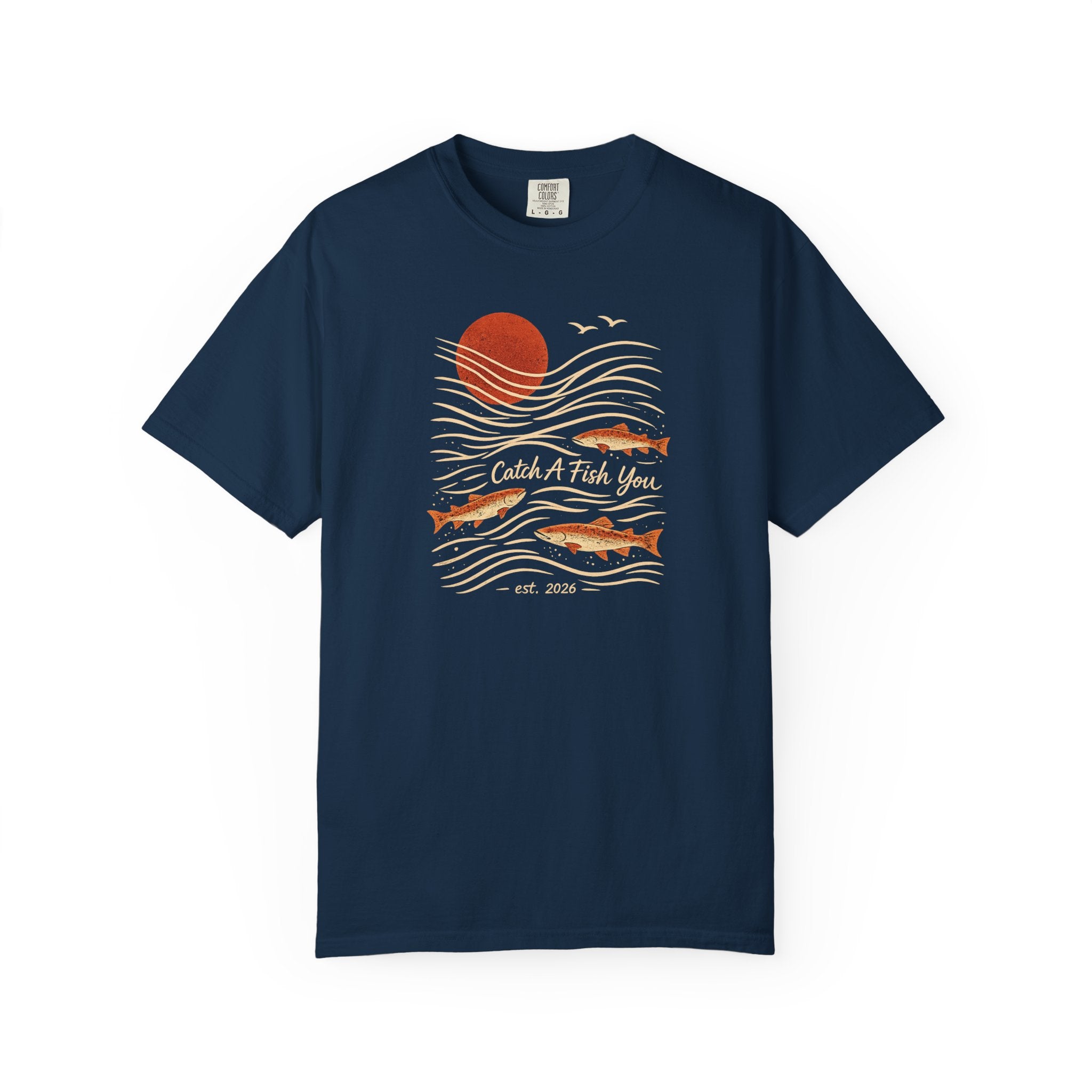 Fishing Sunset T-Shirt — "Catch A Fish You" Retro Coastal Tee