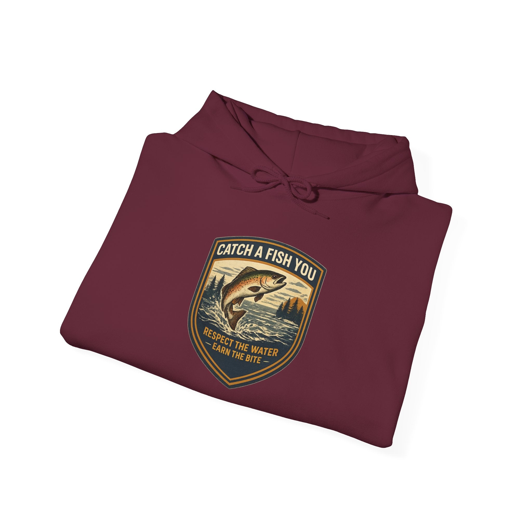 Fishing Badge Hoodie — "Catch a Fish You" Retro Outdoor hoodie