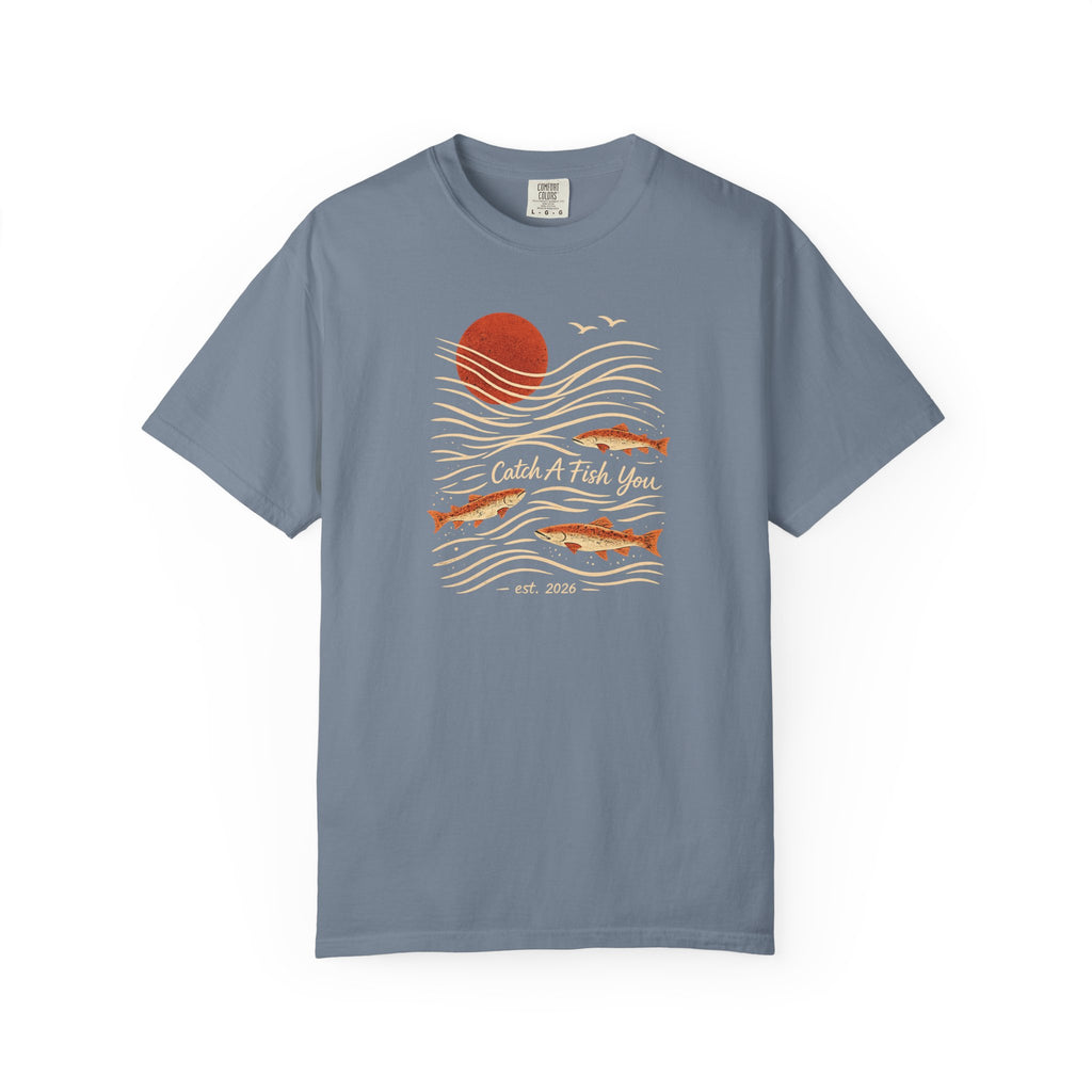 Fishing Sunset T-Shirt — "Catch A Fish You" Retro Coastal Tee
