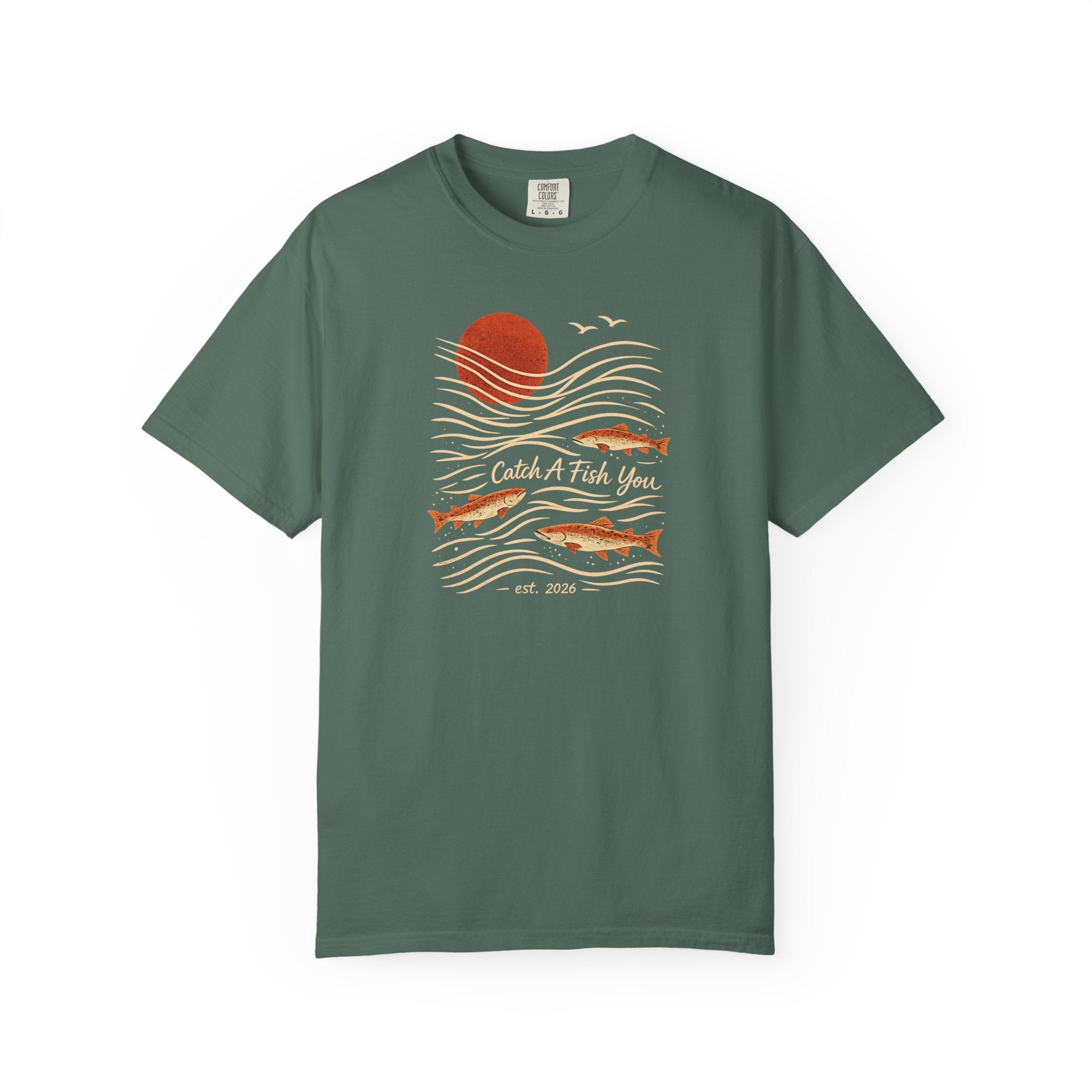 Fishing Sunset T-Shirt — "Catch A Fish You" Retro Coastal Tee