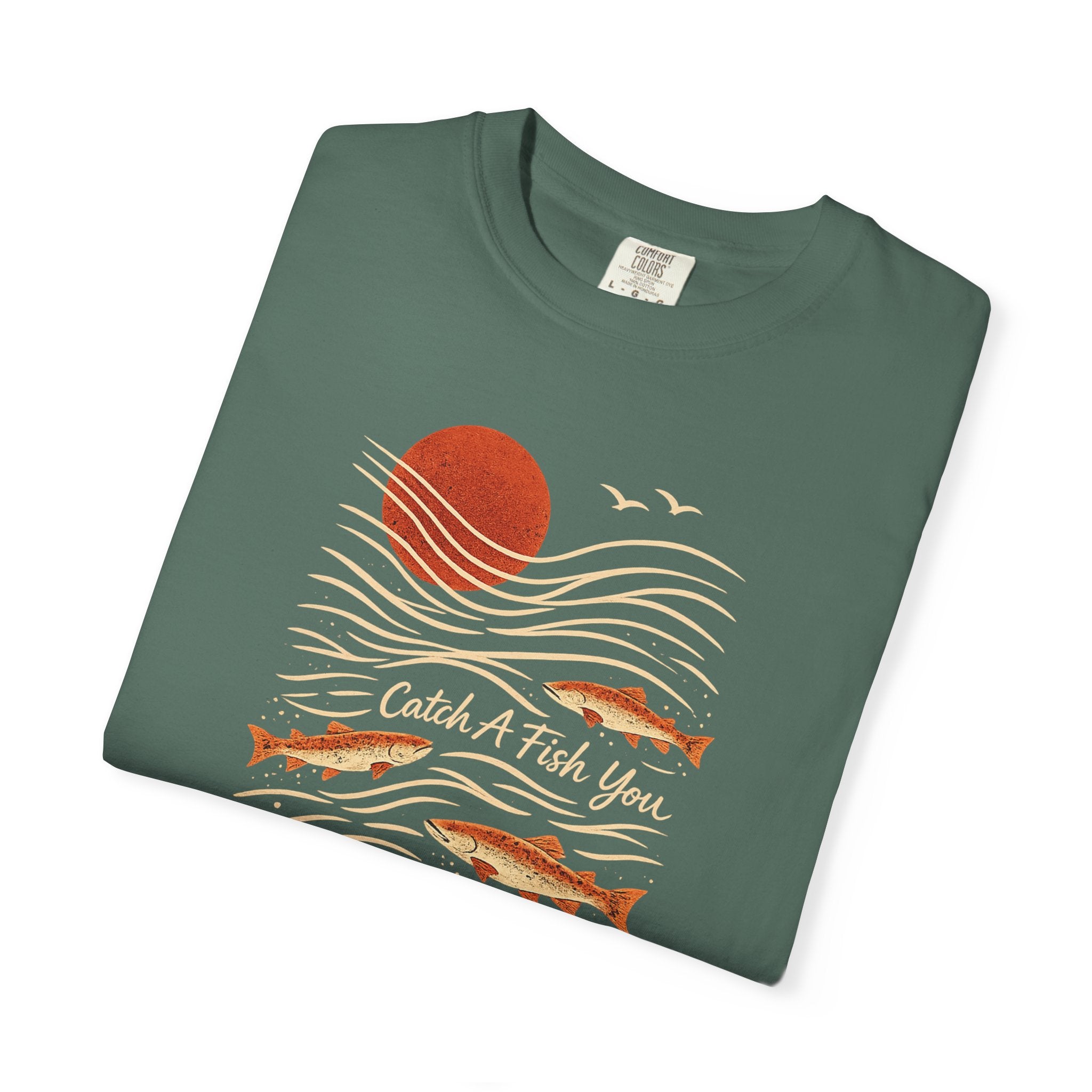 Fishing Sunset T-Shirt — "Catch A Fish You" Retro Coastal Tee
