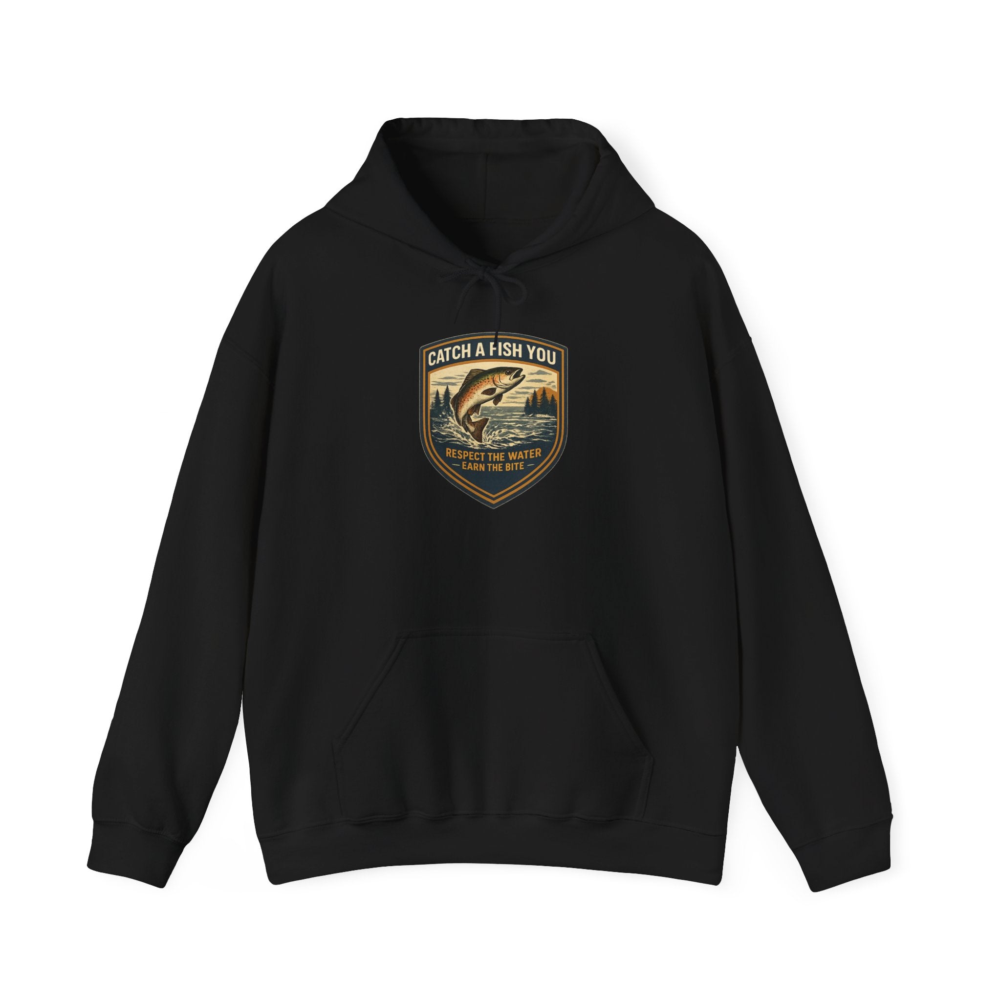 Fishing Badge Hoodie — "Catch a Fish You" Retro Outdoor hoodie