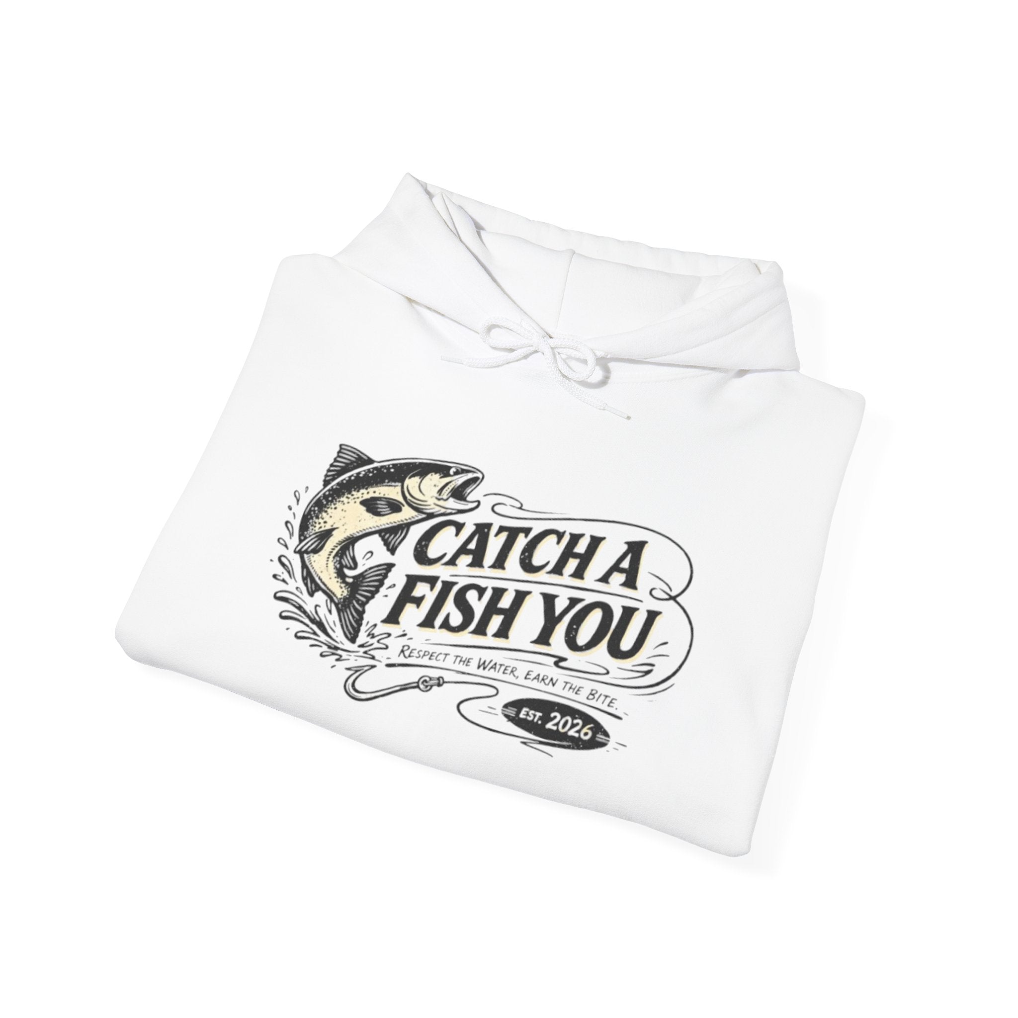 Fishing Hoodie — "Catch A Fish You" Vintage Bass Graphic Sweatshirt