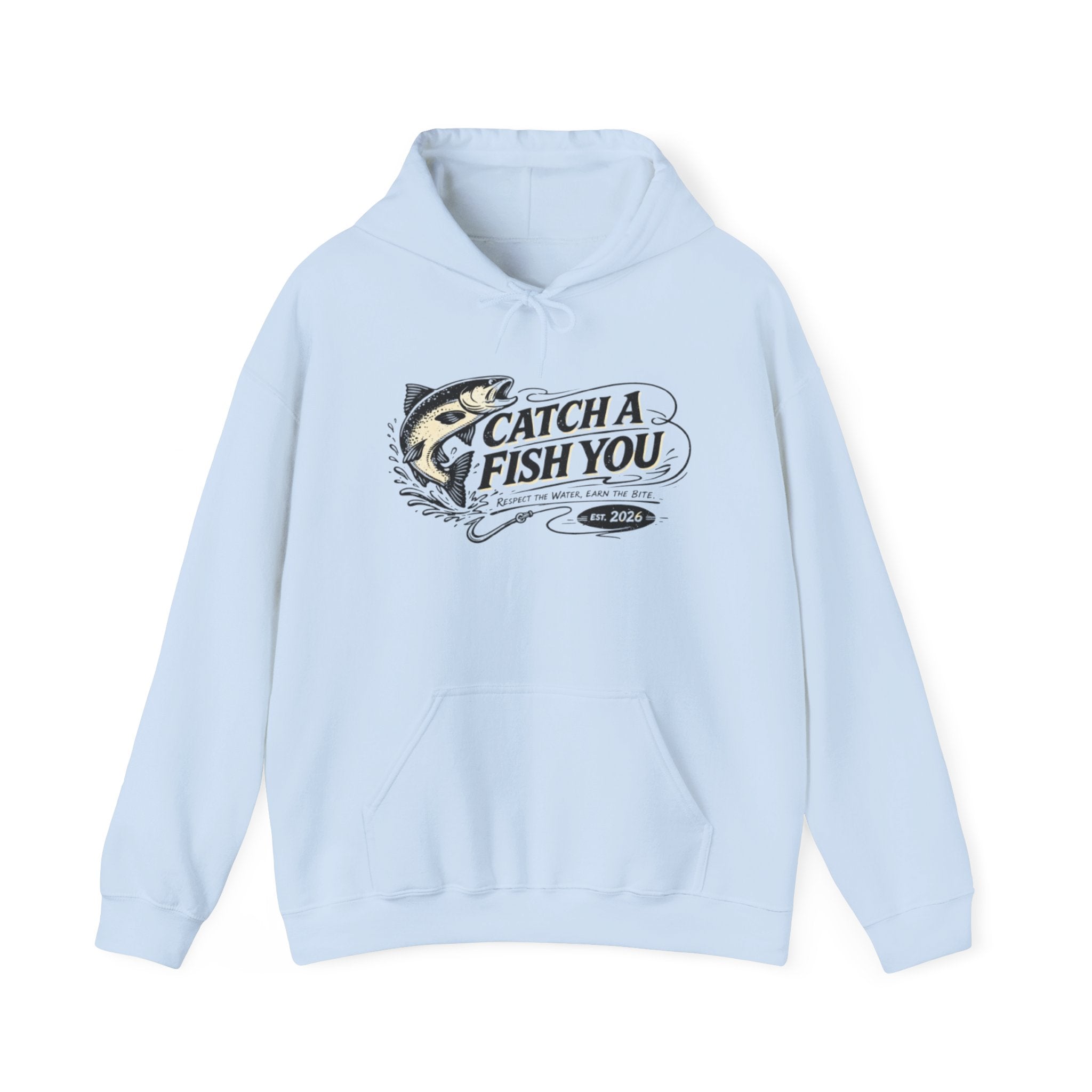 Fishing Hoodie — "Catch A Fish You" Vintage Bass Graphic Sweatshirt