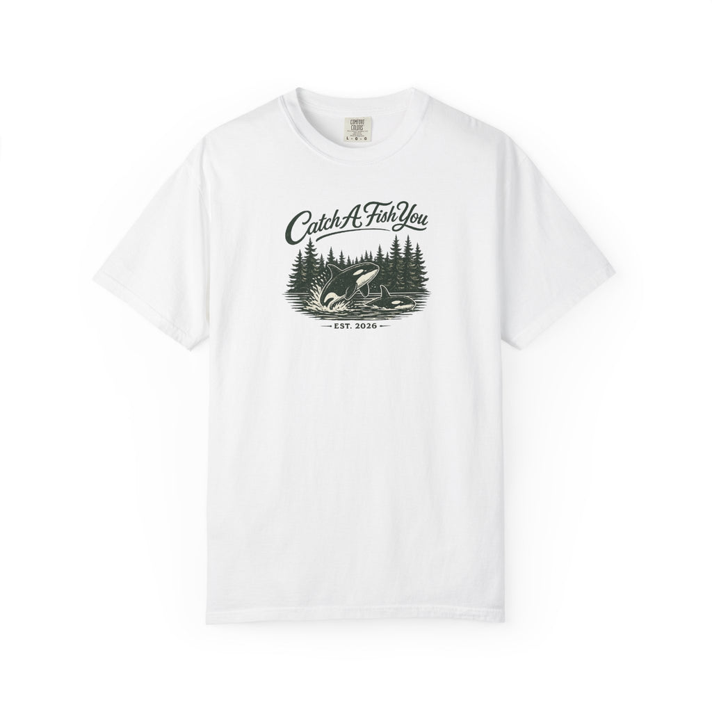 Catch A Fish You T-Shirt — Vintage Fishing Tee with Lake & Pines
