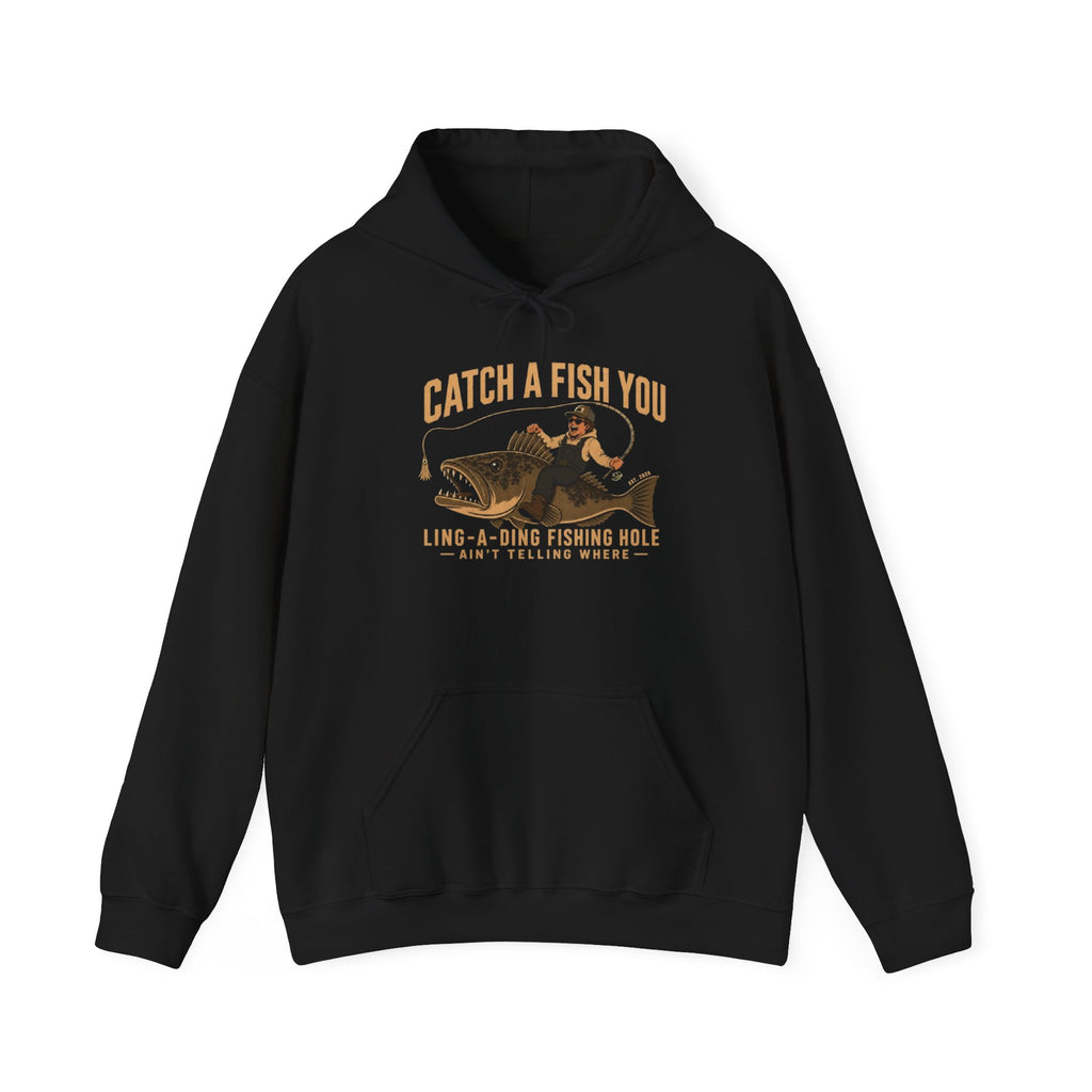 Fishing Hoodie – "Catch a Fish You" Vintage Lake Fishing Sweatshirt
