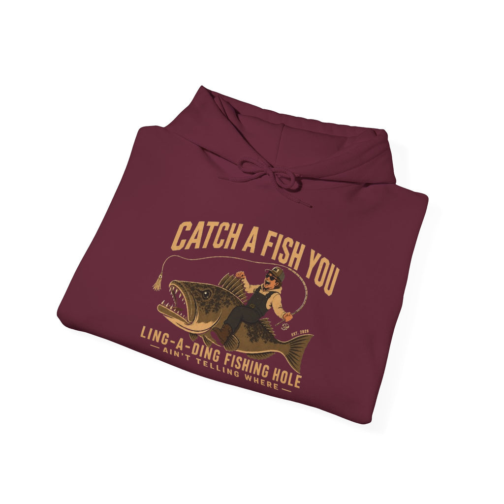 Fishing Hoodie – "Catch a Fish You" Vintage Lake Fishing Sweatshirt