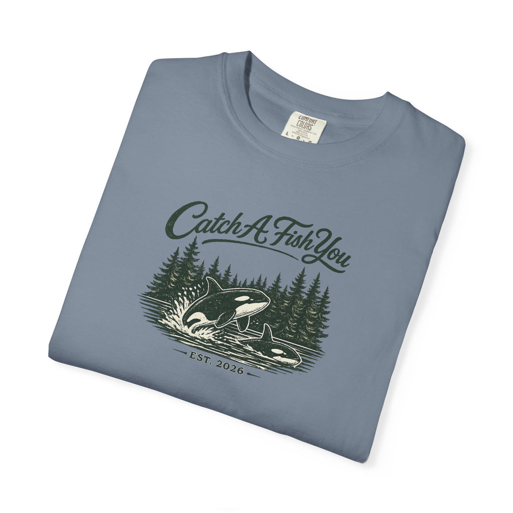 Catch A Fish You T-Shirt — Vintage Fishing Tee with Lake & Pines