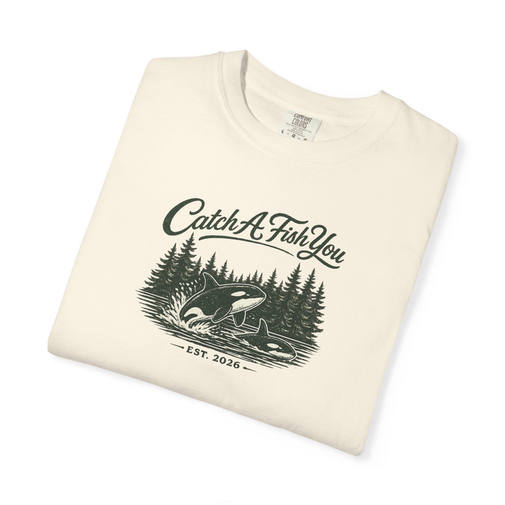 Catch A Fish You T-Shirt — Vintage Fishing Tee with Lake & Pines