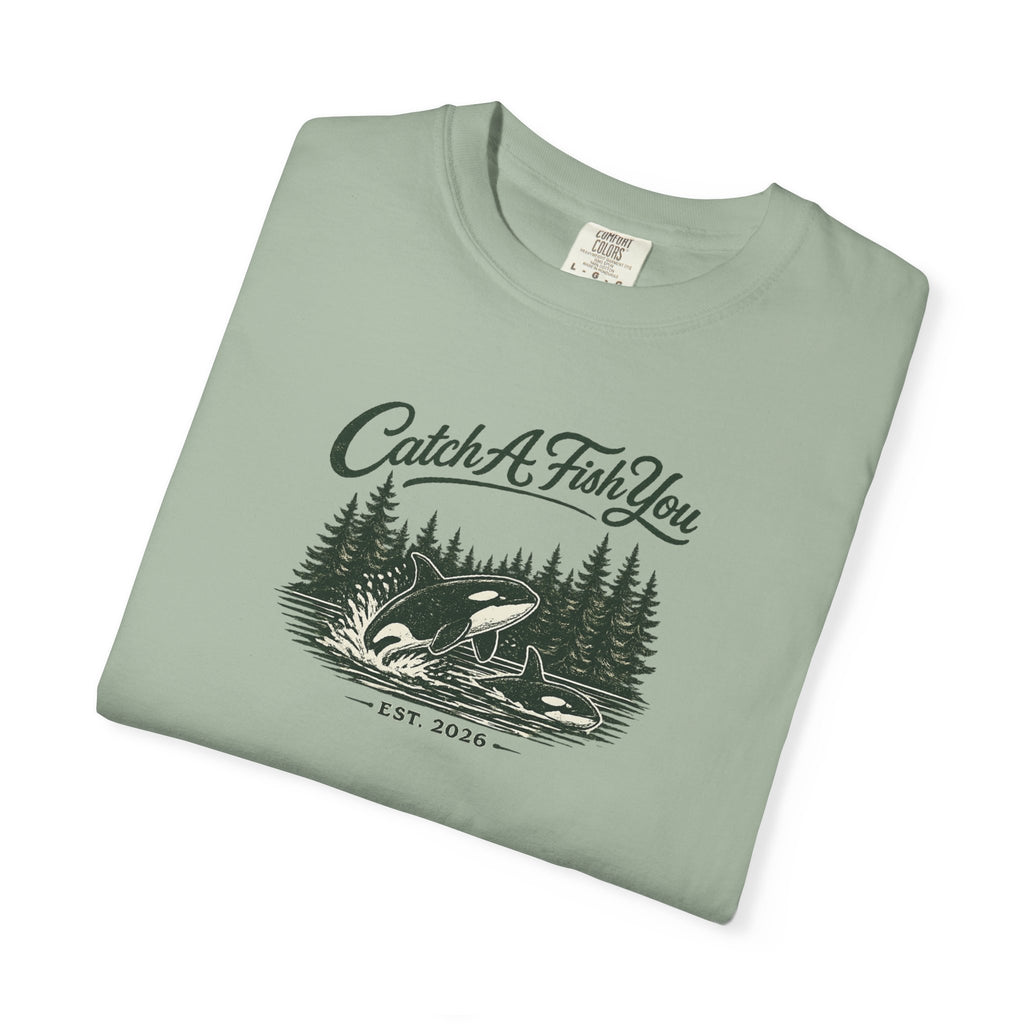 Catch A Fish You T-Shirt — Vintage Fishing Tee with Lake & Pines