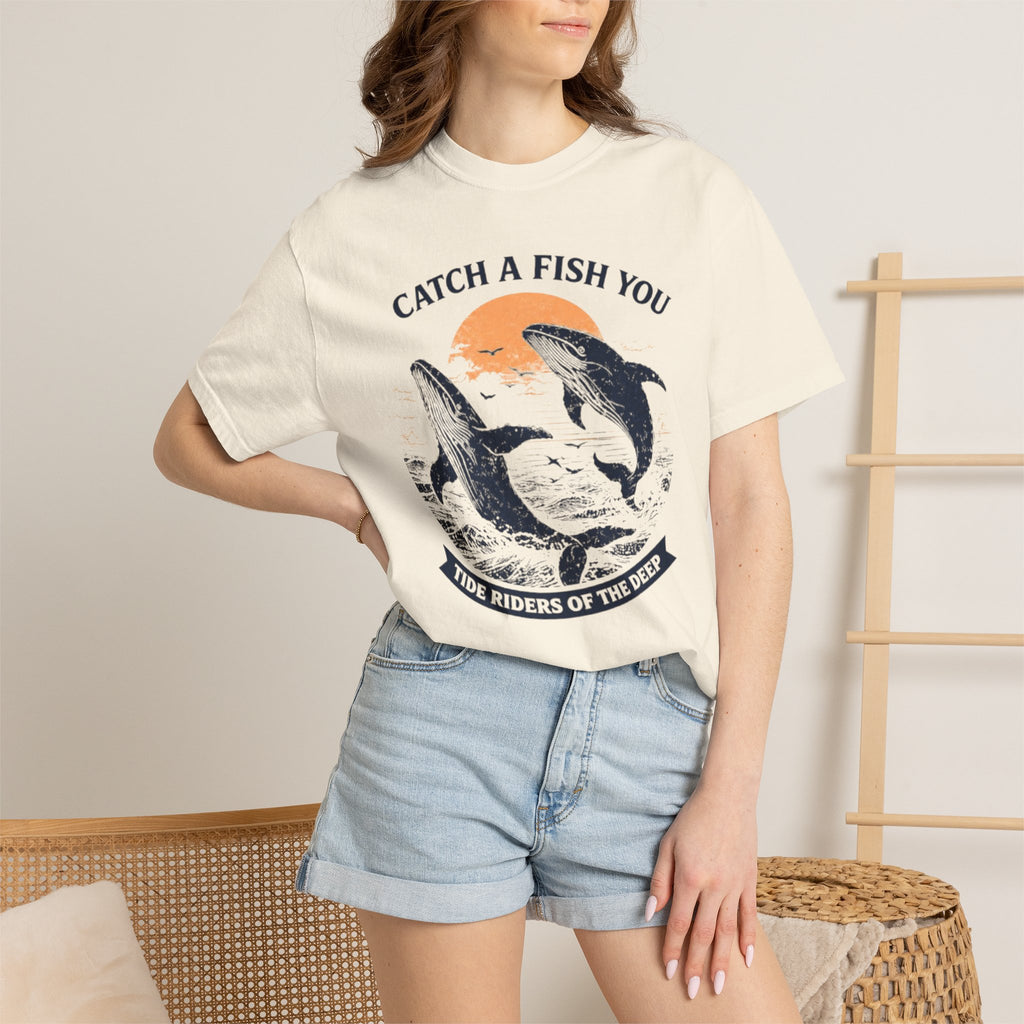 Fishing Graphic T-Shirt — "Catch a Fish You" Dolphin & Whale Ocean Tee