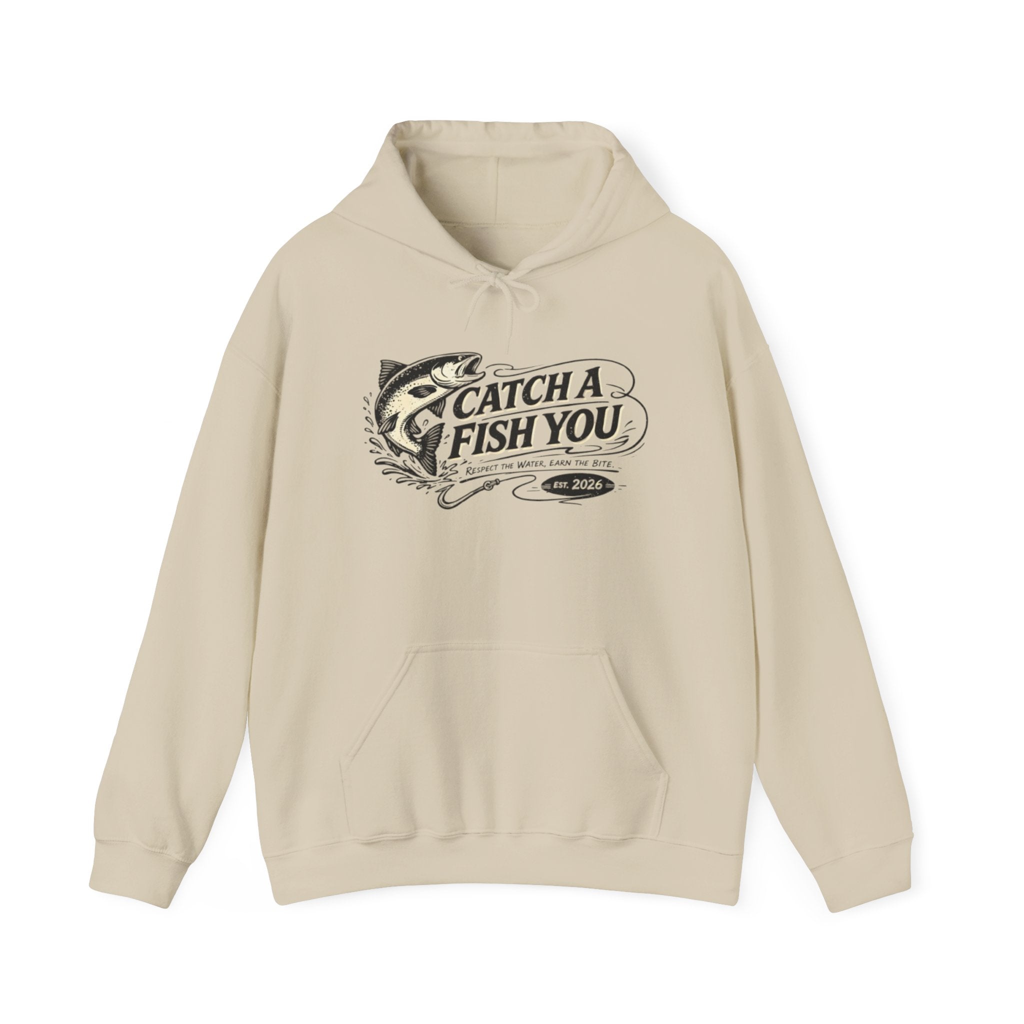 Fishing Hoodie — "Catch A Fish You" Vintage Bass Graphic Sweatshirt
