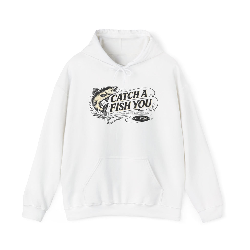 Fishing Hoodie — "Catch A Fish You" Vintage Bass Graphic Sweatshirt