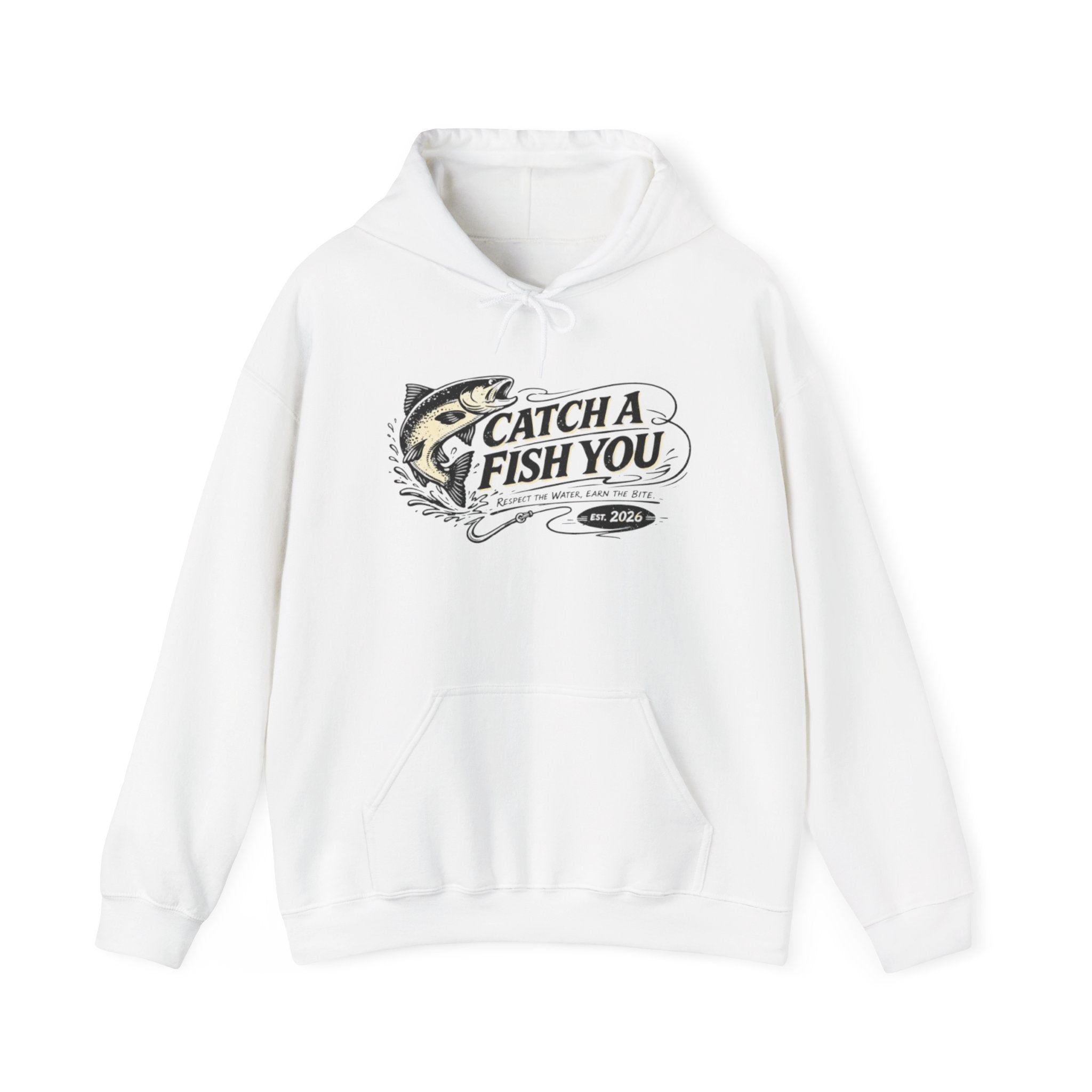 Fishing Hoodie — "Catch A Fish You" Vintage Bass Graphic Sweatshirt