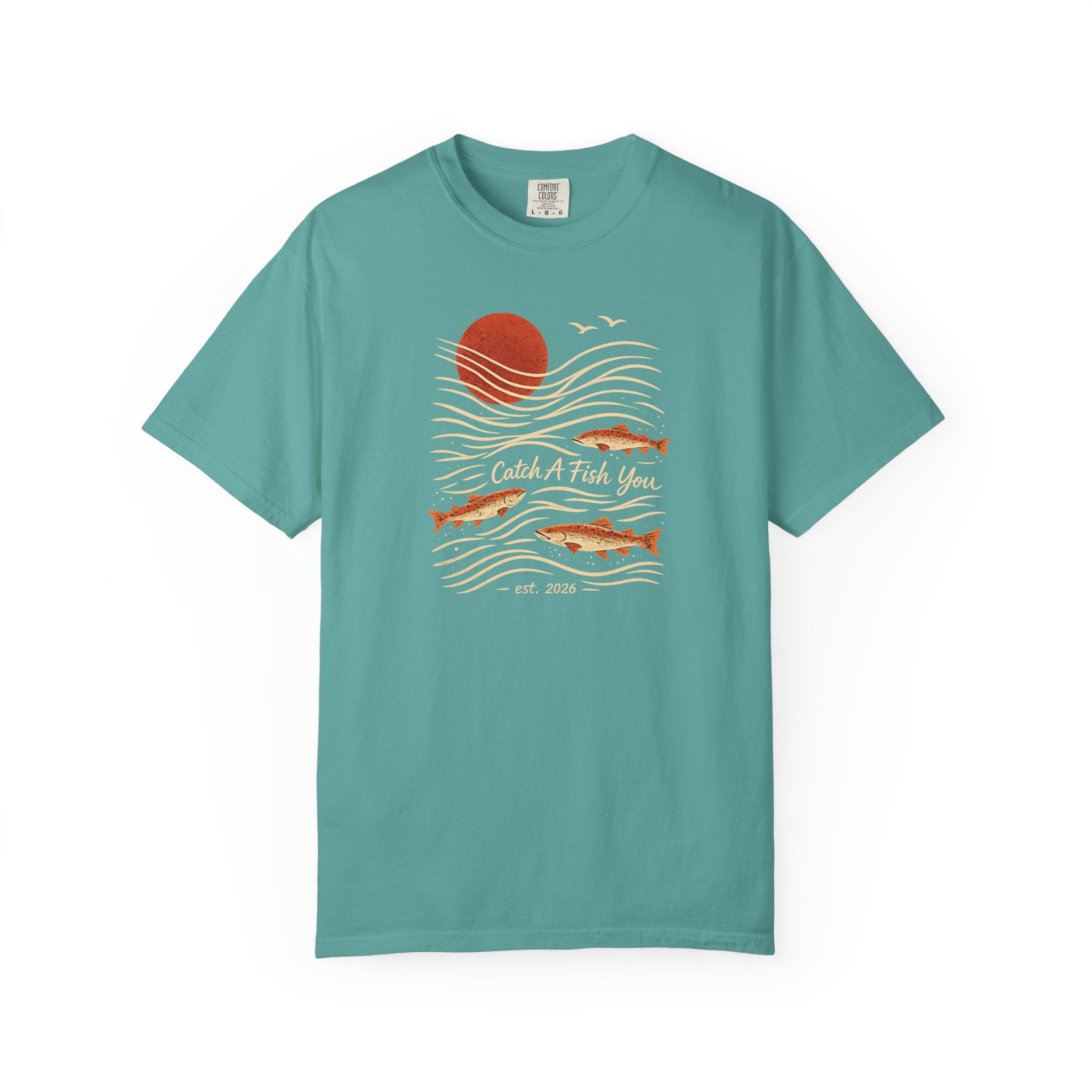 Fishing Sunset T-Shirt — "Catch A Fish You" Retro Coastal Tee
