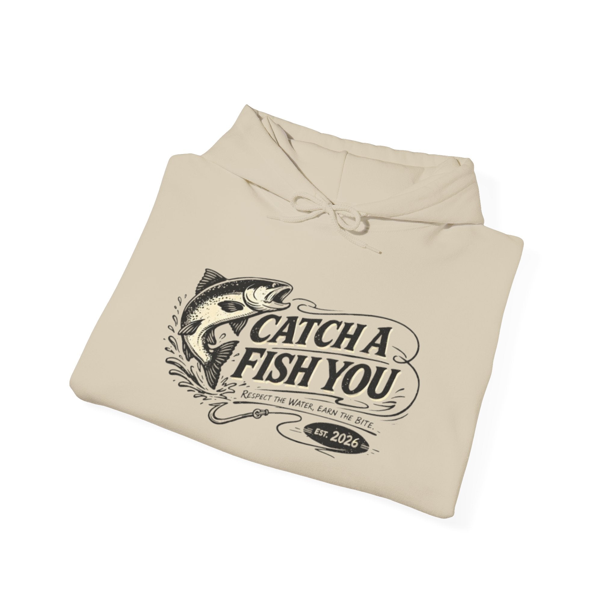 Fishing Hoodie — "Catch A Fish You" Vintage Bass Graphic Sweatshirt