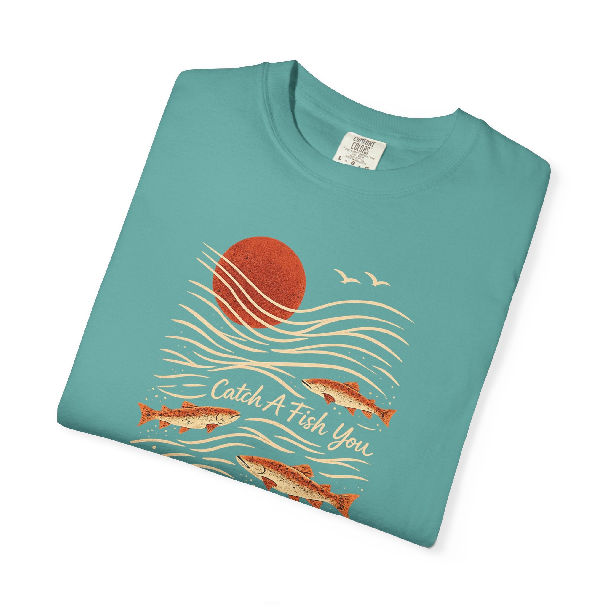 Fishing Sunset T-Shirt — "Catch A Fish You" Retro Coastal Tee