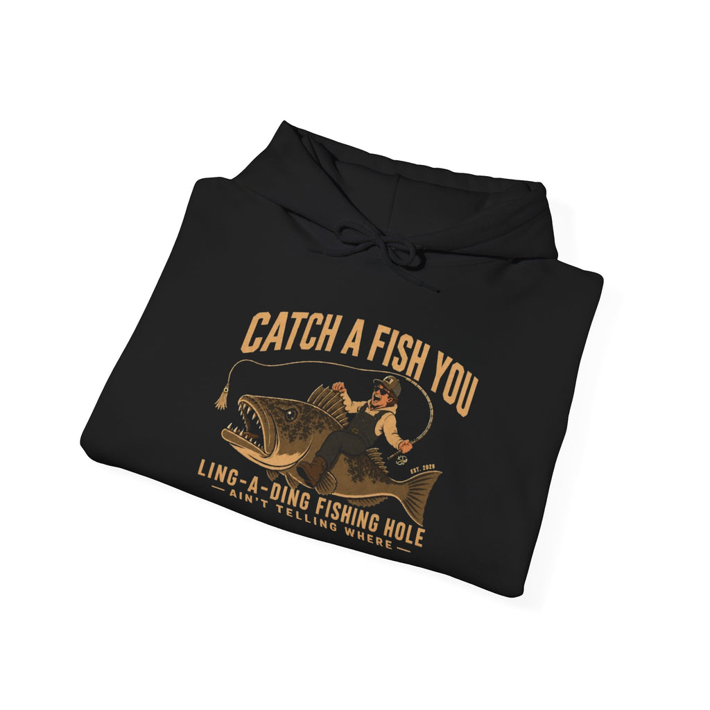 Fishing Hoodie – "Catch a Fish You" Vintage Lake Fishing Sweatshirt