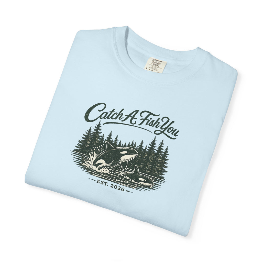 Catch A Fish You T-Shirt — Vintage Fishing Tee with Lake & Pines