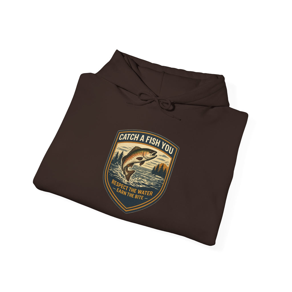 Fishing Badge Hoodie — "Catch a Fish You" Retro Outdoor hoodie