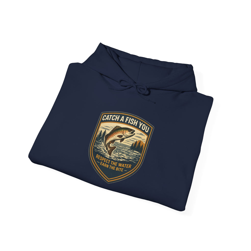 Fishing Badge Hoodie — "Catch a Fish You" Retro Outdoor hoodie