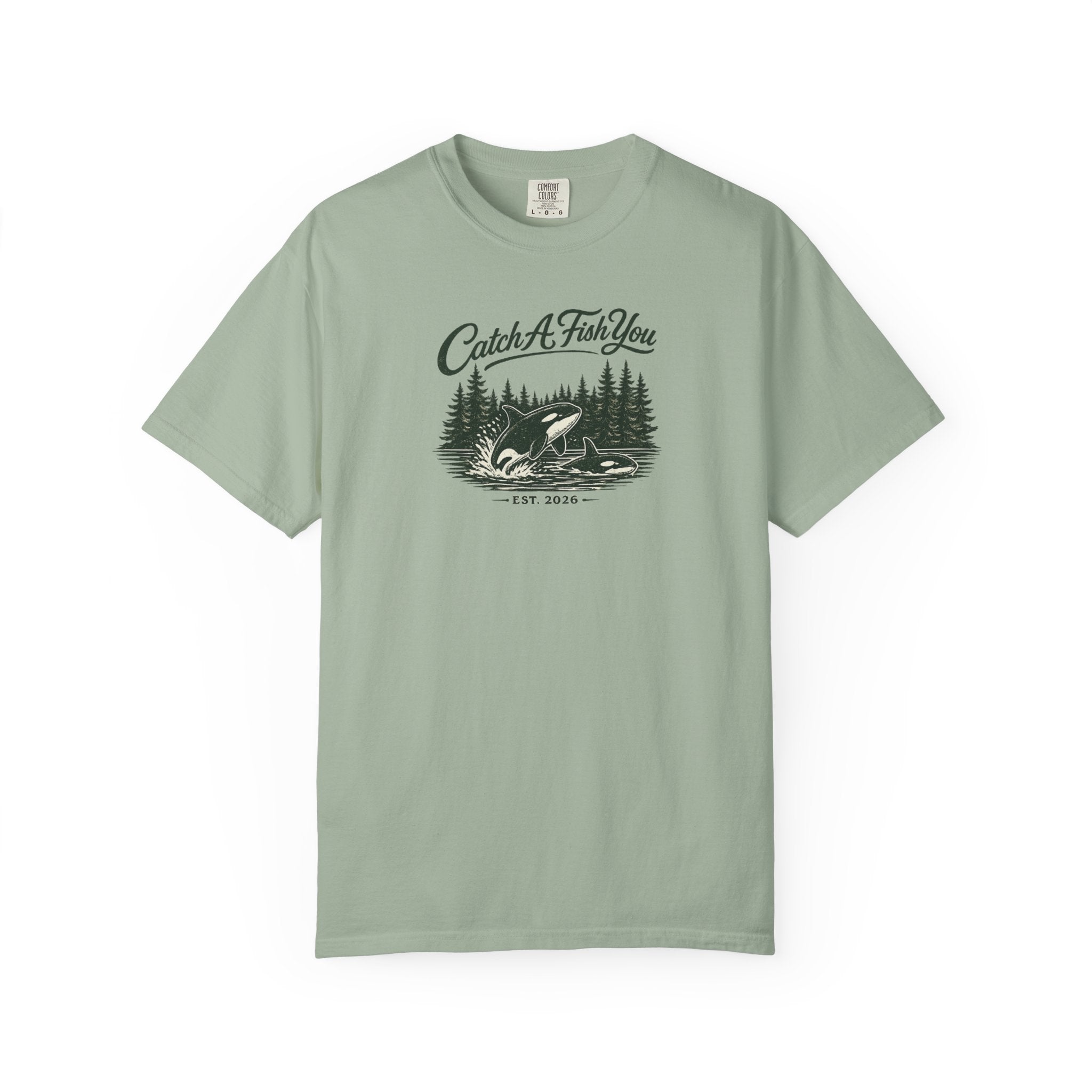 Catch A Fish You T-Shirt — Vintage Fishing Tee with Lake & Pines