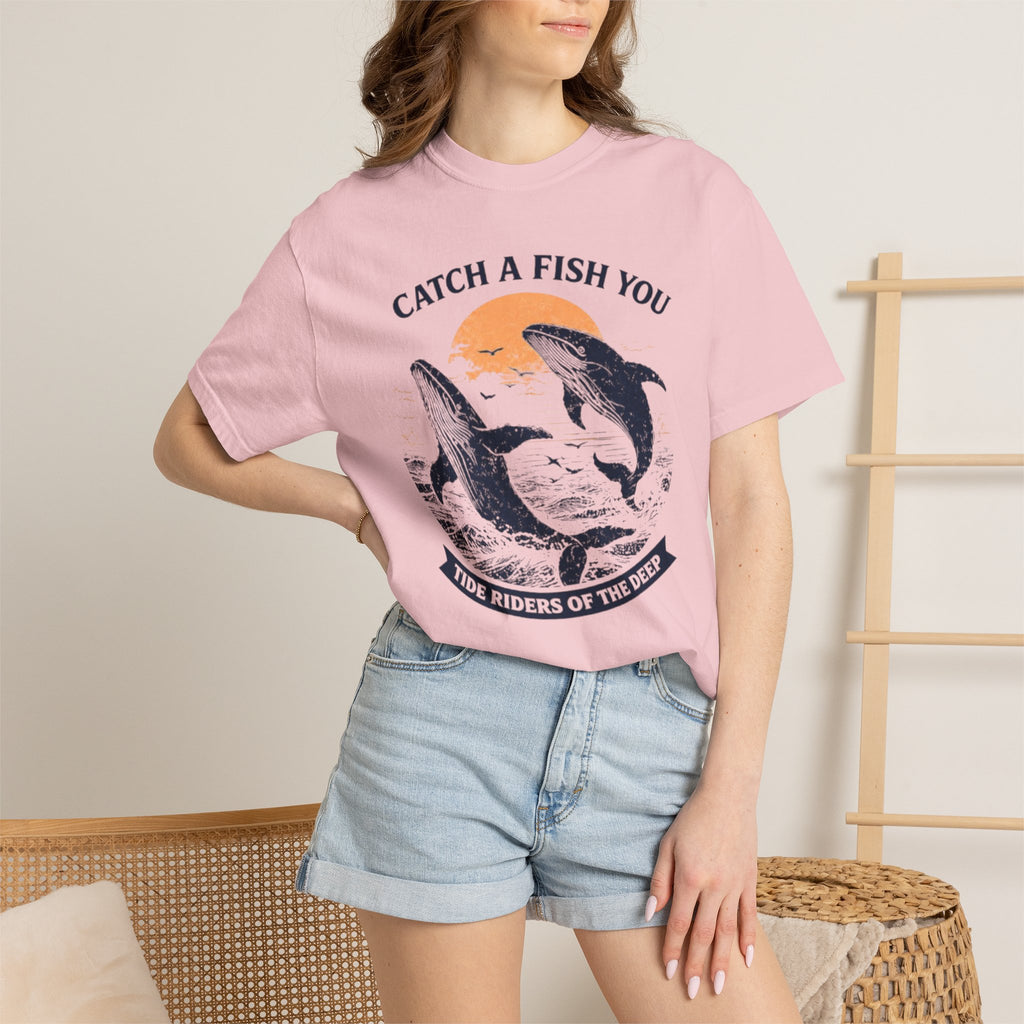 Fishing Graphic T-Shirt — "Catch a Fish You" Dolphin & Whale Ocean Tee