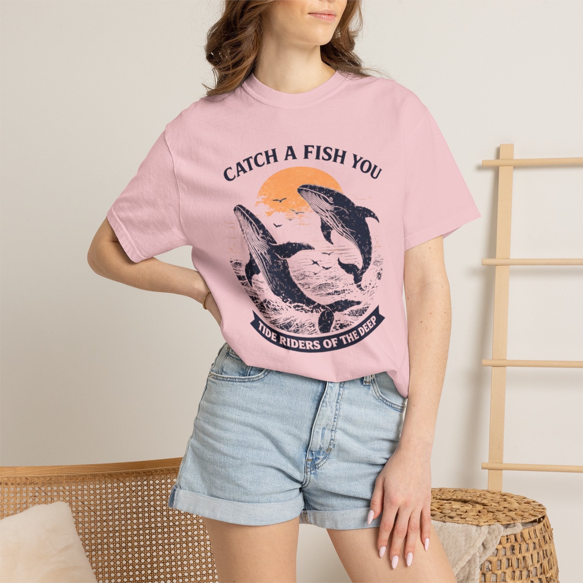 Fishing Graphic T-Shirt — "Catch a Fish You" Dolphin & Whale Ocean Tee