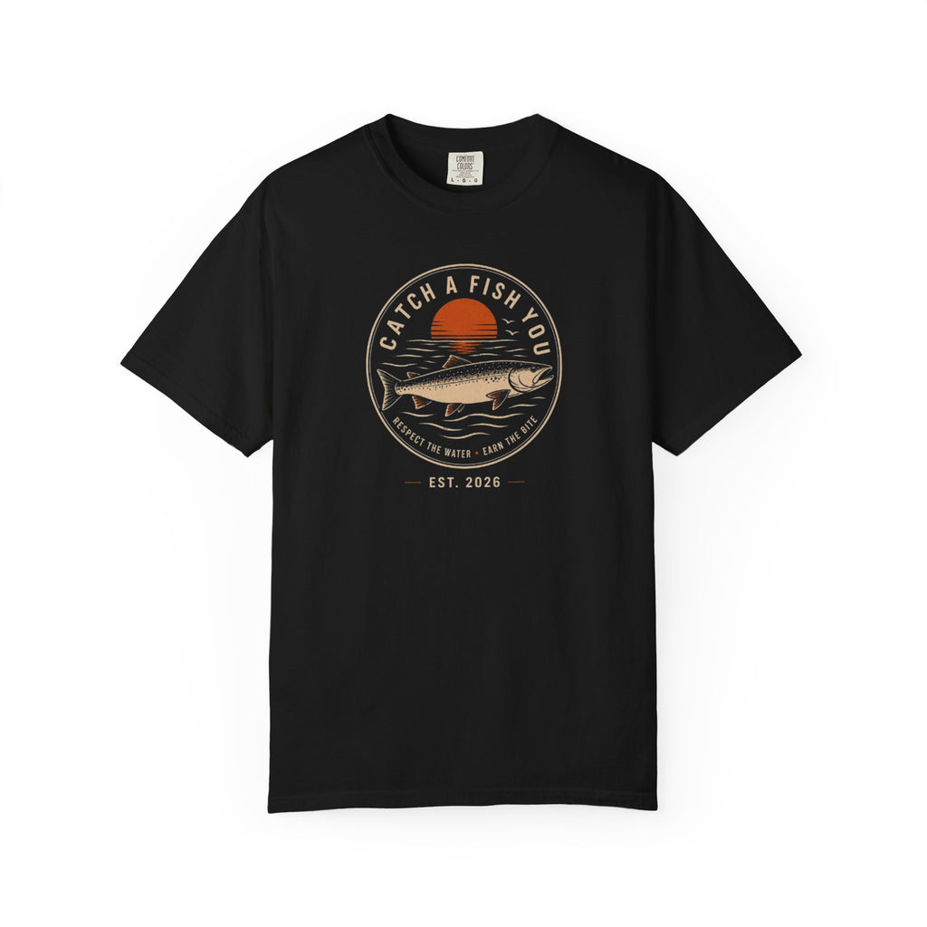 Fishing Graphic T-Shirt — "Catch a Fish You" Retro Sunset