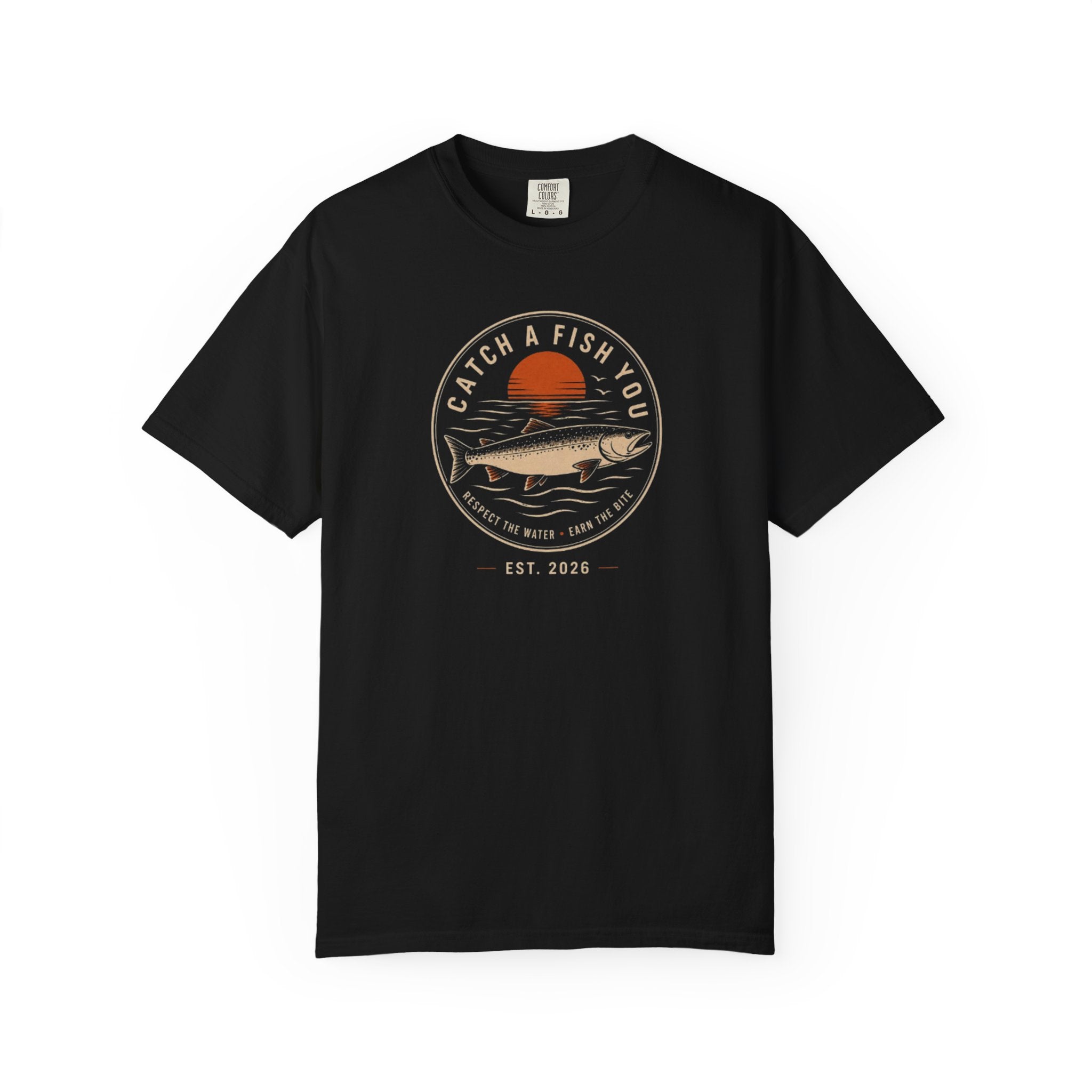 Fishing Graphic T-Shirt — "Catch a Fish You" Retro Sunset
