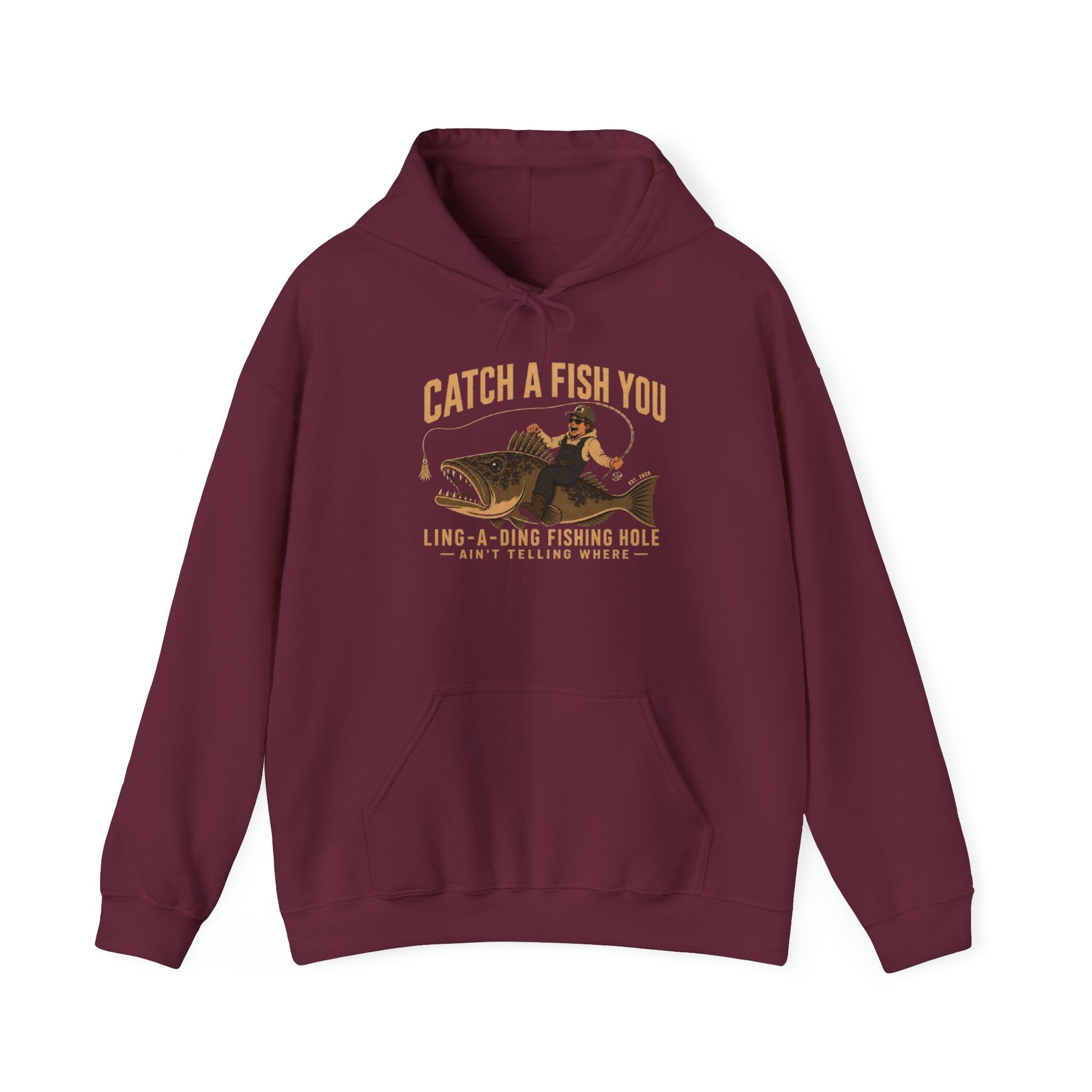 Fishing Hoodie – "Catch a Fish You" Vintage Lake Fishing Sweatshirt