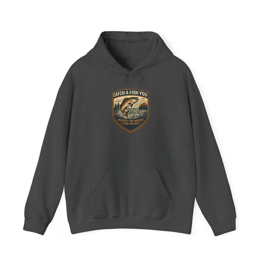 Fishing Badge Hoodie — "Catch a Fish You" Retro Outdoor hoodie