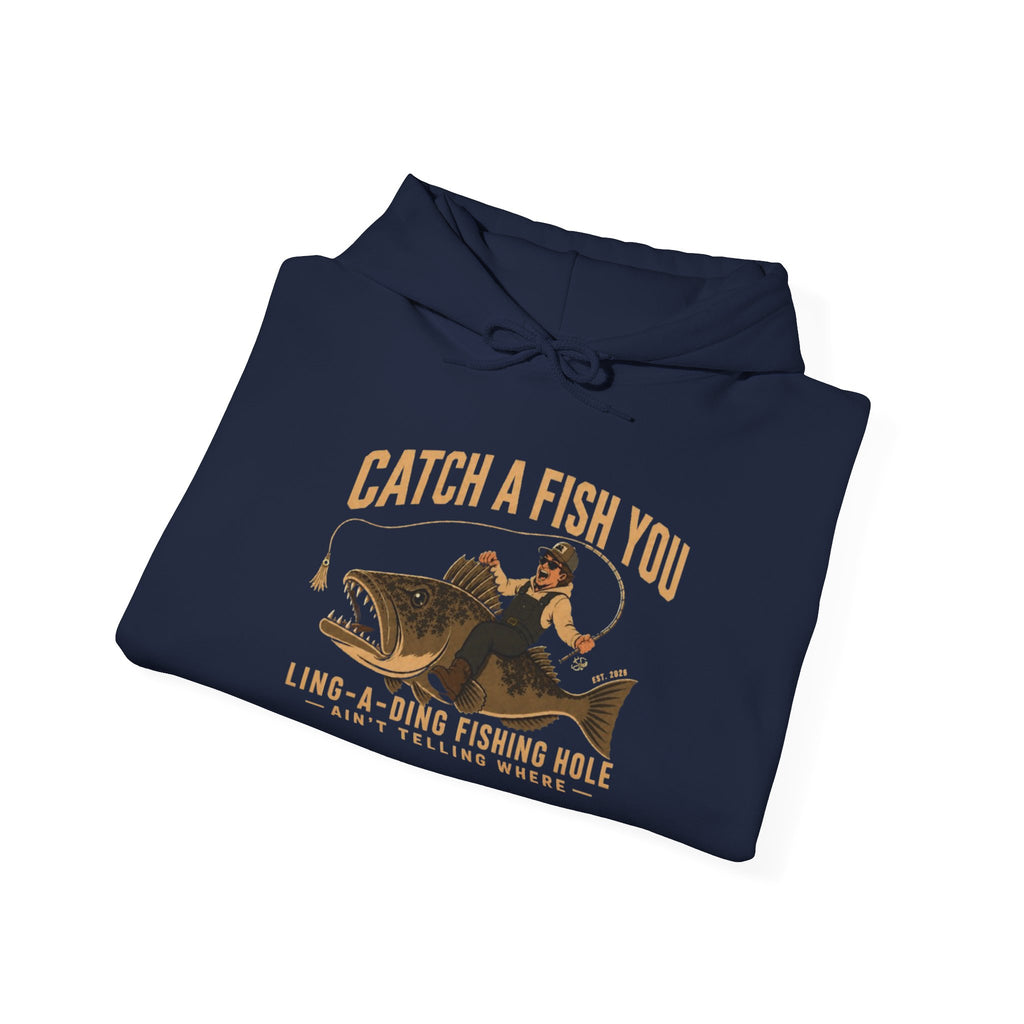 Fishing Hoodie – "Catch a Fish You" Vintage Lake Fishing Sweatshirt
