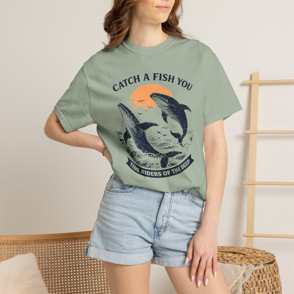 Fishing Graphic T-Shirt — "Catch a Fish You" Dolphin & Whale Ocean Tee