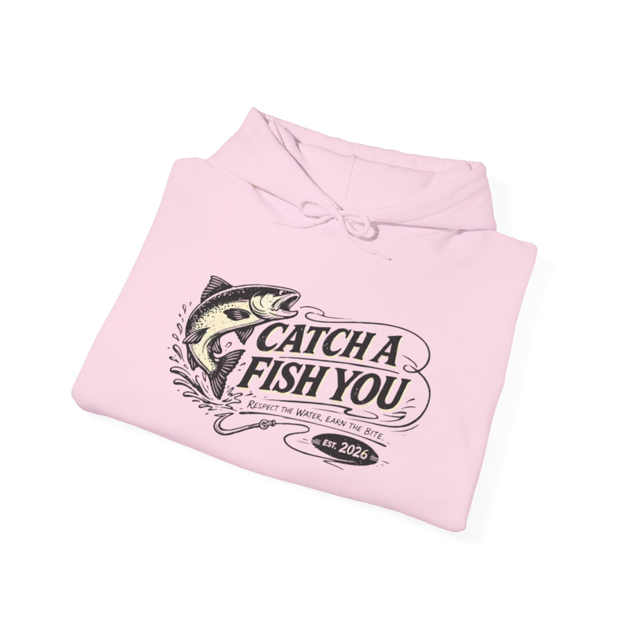Fishing Hoodie — "Catch A Fish You" Vintage Bass Graphic Sweatshirt