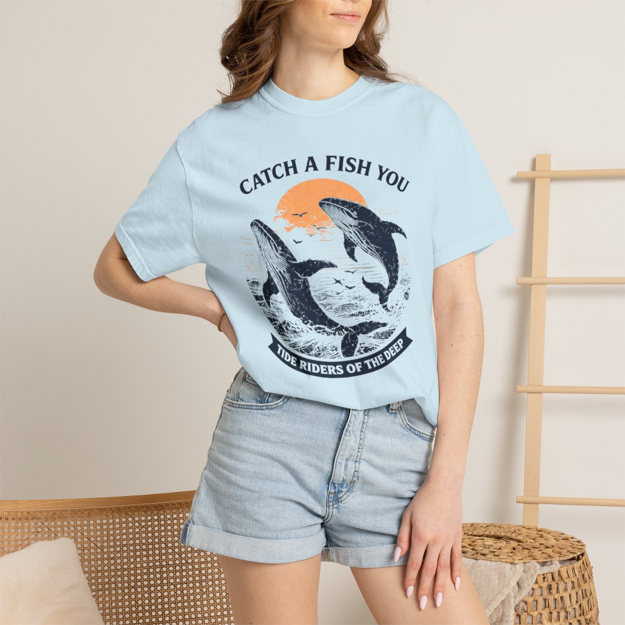 Fishing Graphic T-Shirt — "Catch a Fish You" Dolphin & Whale Ocean Tee