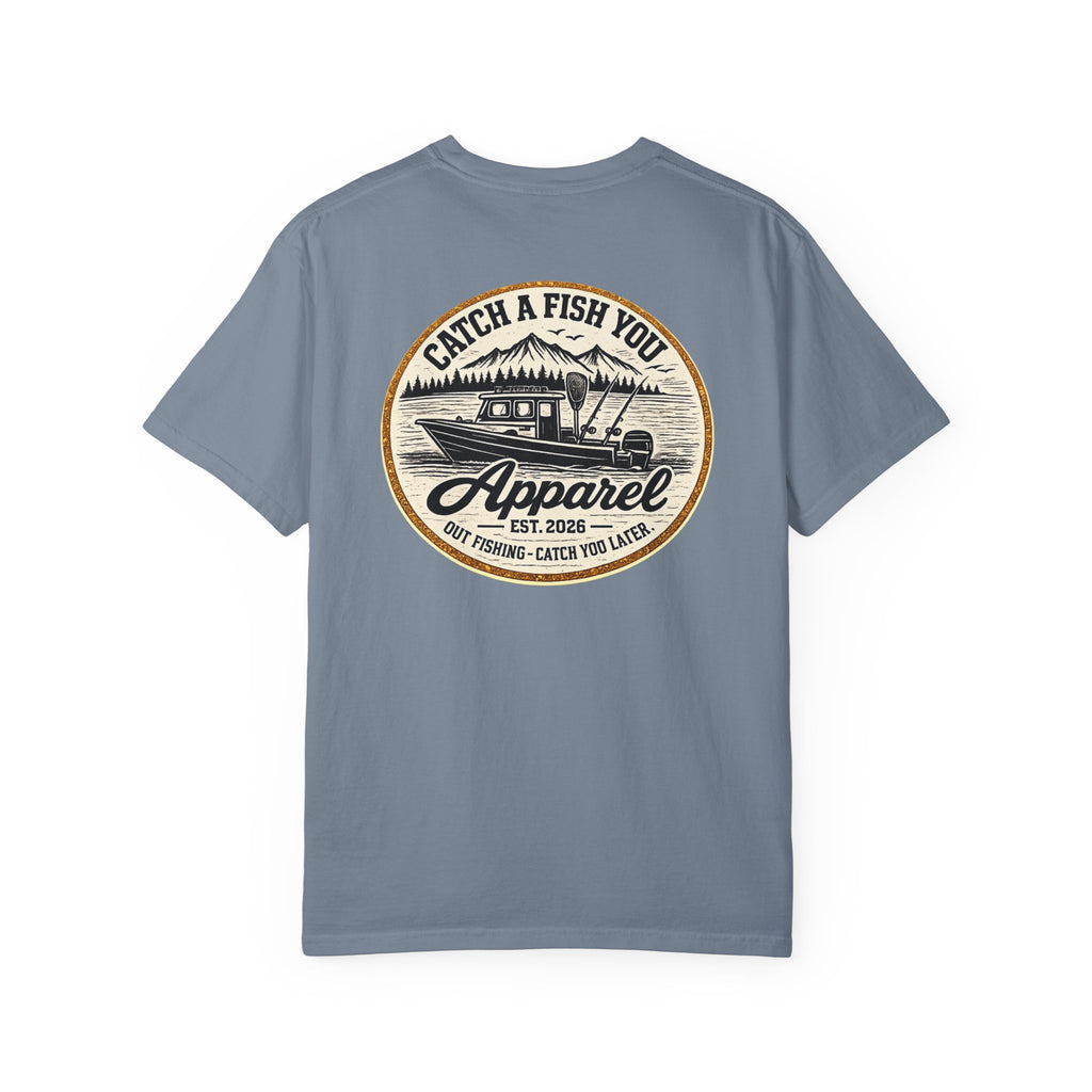 Fishing Boat Graphic T-Shirt — "Catch a Fish You Apparel" Logo Tee