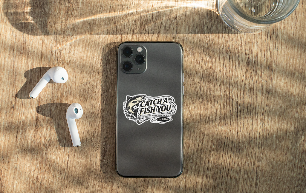 Catch a Fish You Sticker — Vintage Fishing Decal (“Respect the Water, Earn the Bite” — Est. 2026)